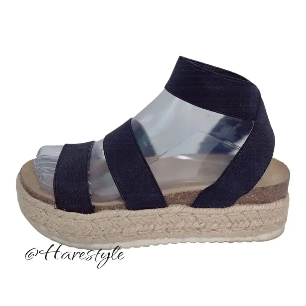 Esprit elastic strap platform espadrille sandals 7